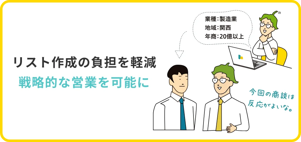 リスト作成の負担を軽減、戦略的な営業を可能に
